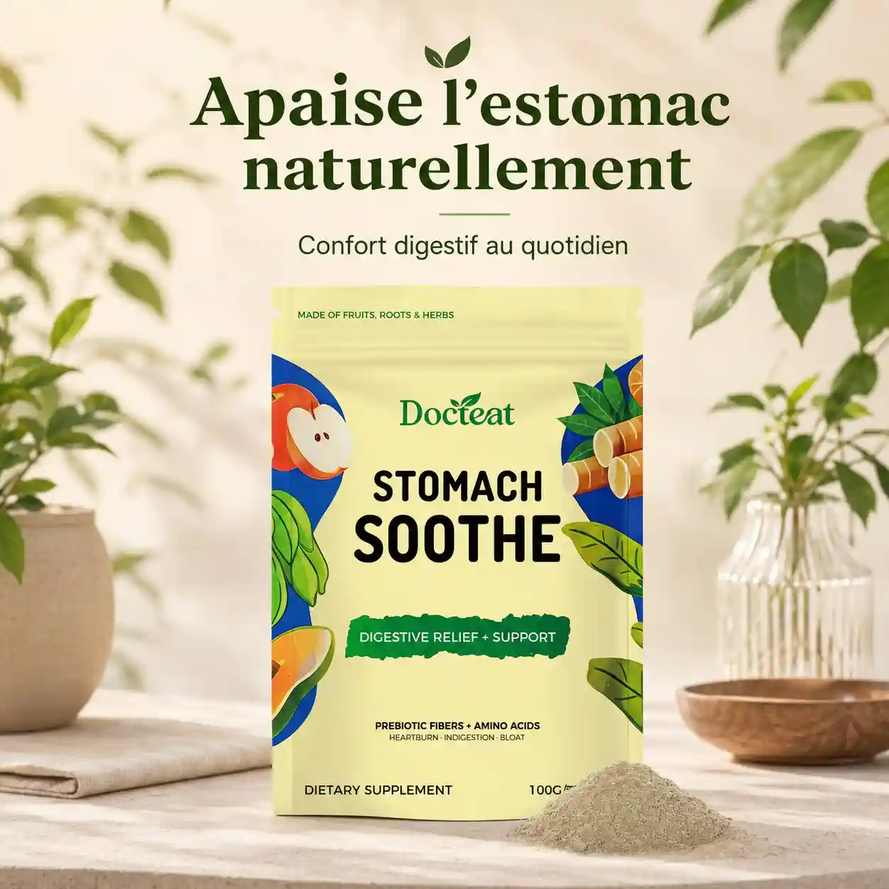 DigestiSoothe+ 🌱✨ Poudre Confort Digestif & Bien-Être Intestinal