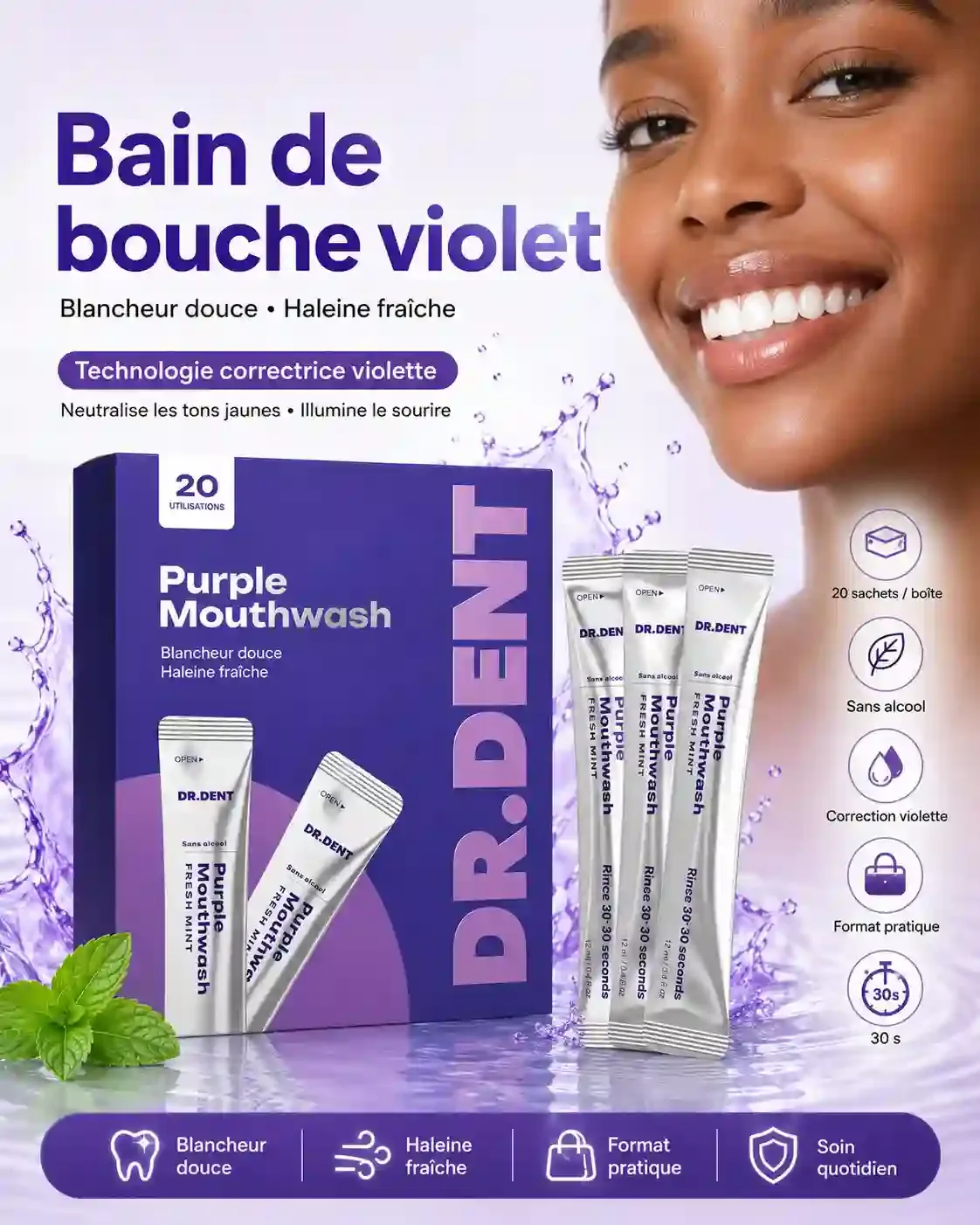 VioletSmile™ – Bain de Bouche Éclat & Fraîcheur ✨🦷 CI
